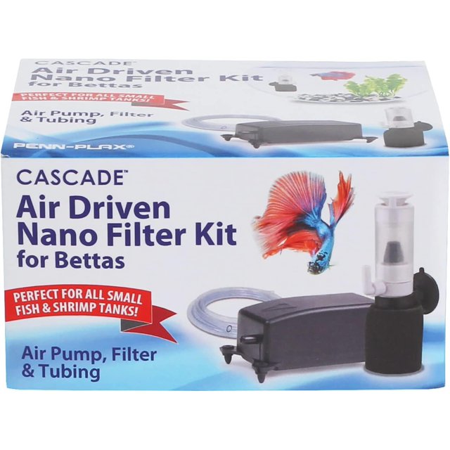 PENNPLAX Cascade Nano Aquarium Filter & Air Pump Kit for Bettas Also