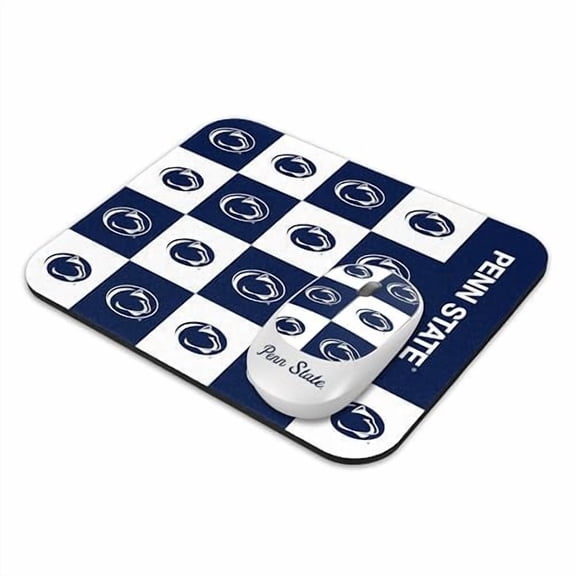 SOAR NCAA Wireless Mouse and Mouse Pad- Checkered - Penn State Nittany Lions