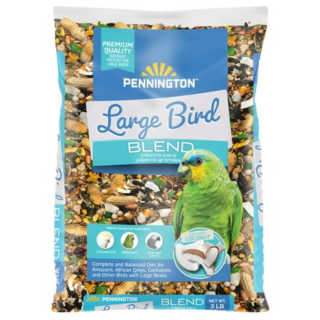 Pennington Large Bird Everyday Blend Bird Food for Parrots, Cockatoos; 3 lb. Bag