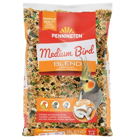 Pennington Medium Bird Blend Bird Food for Cockatiels, Love Birds; 3 lb Bag