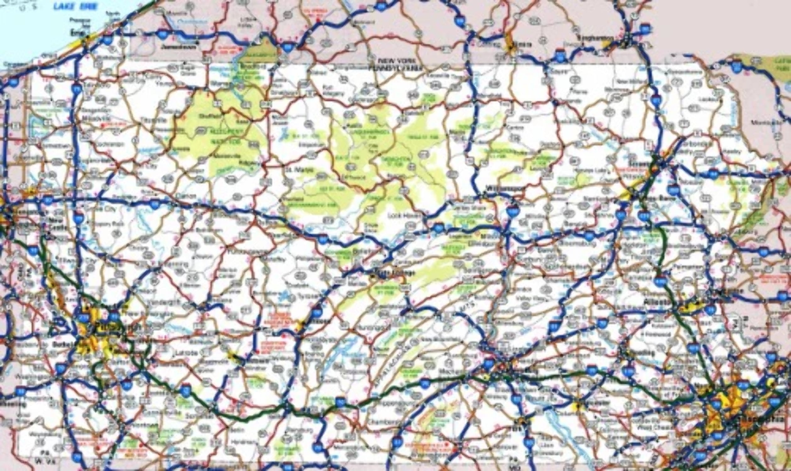 PENNSYLVANIA STATE ROAD MAP GLOSSY POSTER PICTURE PHOTO BANNER city