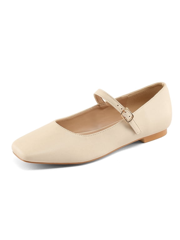 PENNYSUE Women's Low Heel Square Toe Closed Toe Dress Sandals Single Strap Buckle Flat Shoes for Summer Party Wedding