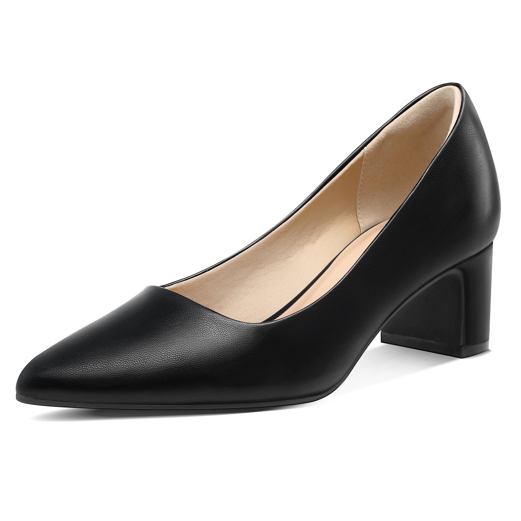 PENNYSUE Women's Pointed Toe Pumps Inch Chunky Block Low Heels