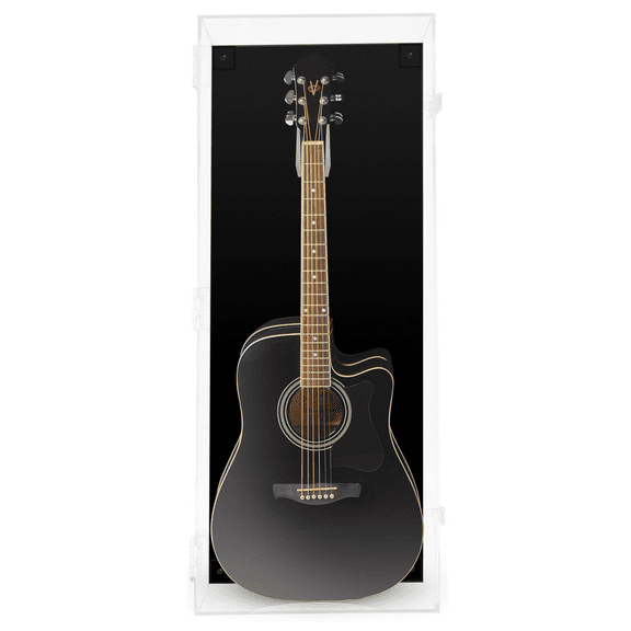 PENNZONI Acoustic Guitar Display Case, Clear Acrylic Cabinet, Fully Acrylic w/ Black Back