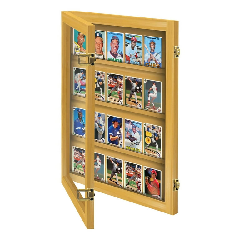 acrylic baseball card display case PENNZONI Baseball Card Display Case, 20 Ungraded Cards Acrylic Frame,  Golden Oak