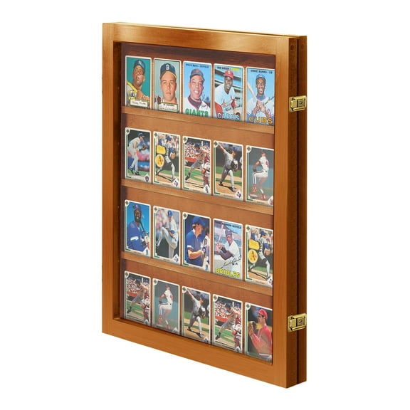 PENNZONI Baseball Card Display Case, 20 Ungraded Cards Acrylic Frame, Walnut