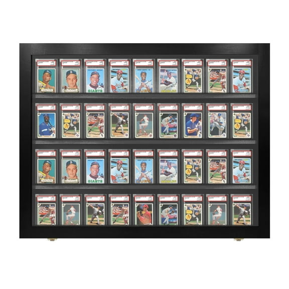 PENNZONI Baseball Card Display Case, 36 Graded Spots Cards Acrylic Frame, Black