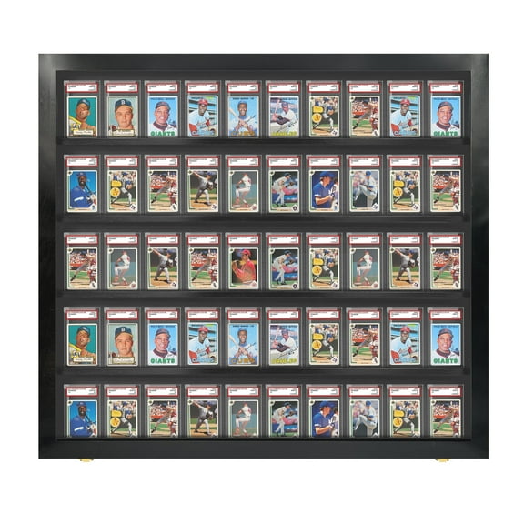 PENNZONI Baseball Card Display Case, 50 Graded Cards Acrylic Frame, Black