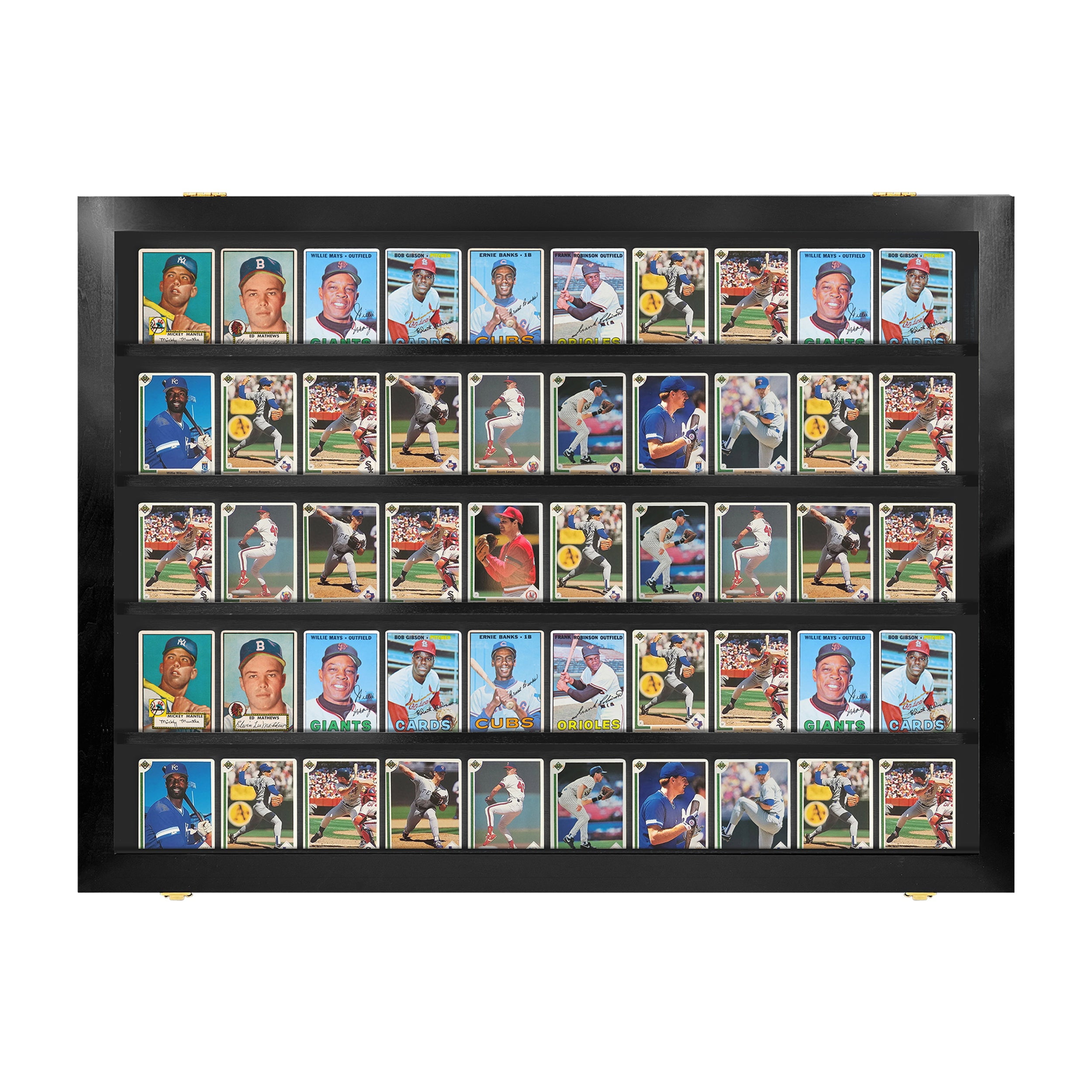 Black Hardwood Wall-Mounted Sports Card Display Case with Acrylic Door