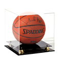 thumbnail image 1 of PENNZONI Basketball Display Case, Clear Acrylic Box w/ Black Acrylic Base & Gold Risers, Clear Back, 1 of 10