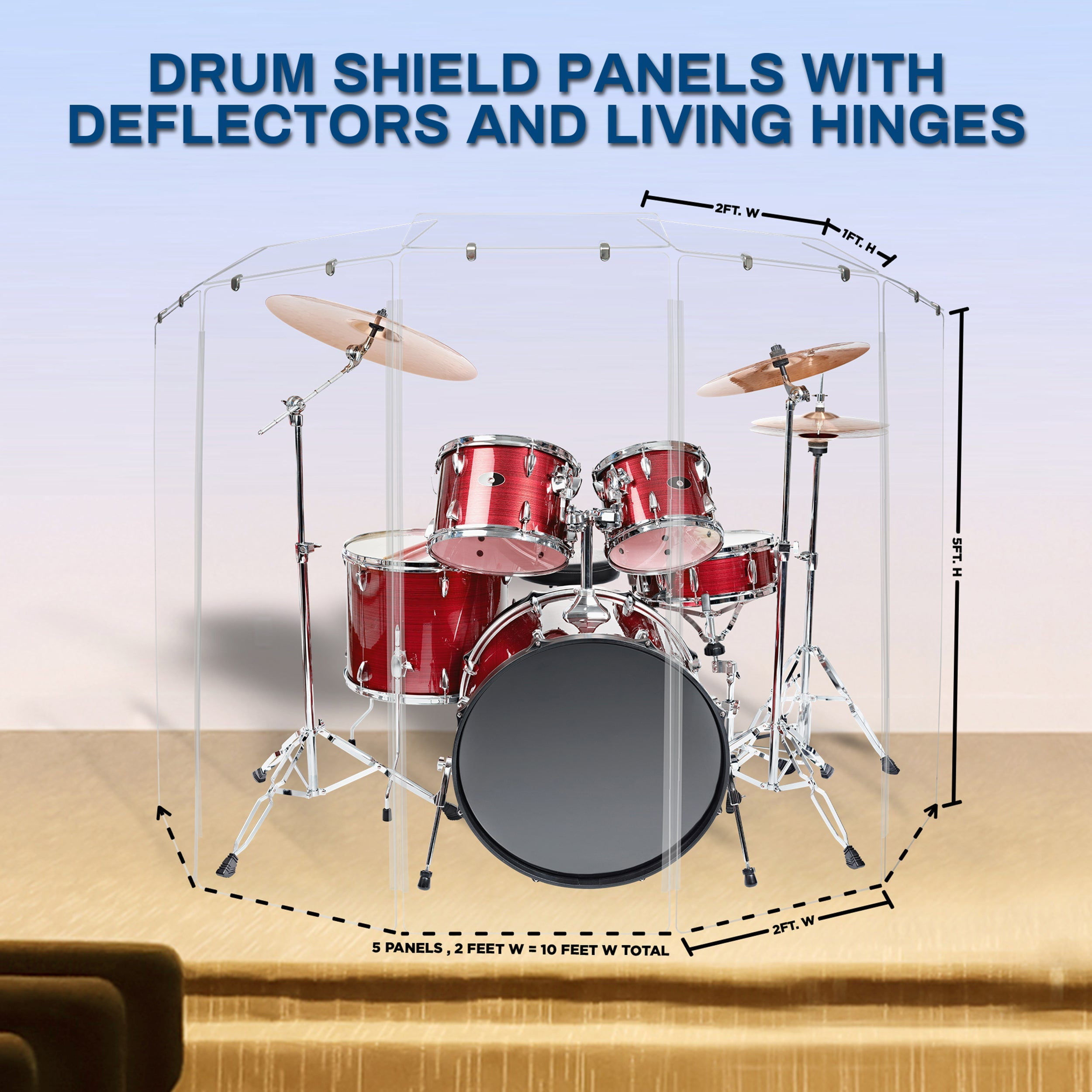 Drum Shield 2ft. x 5 ft. Panels - Living Hinge