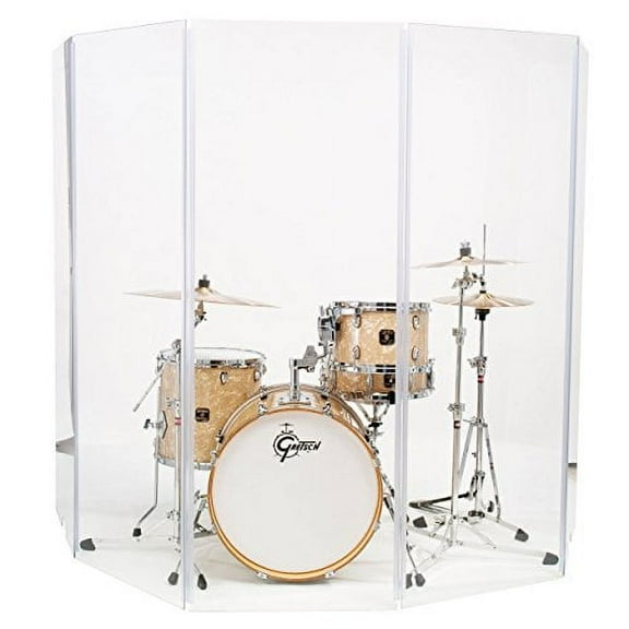 PENNZONI Drum Shield, Comes w/ 5 Panels & Chrome Hinges, 5 ft Clear Acrylic Panels