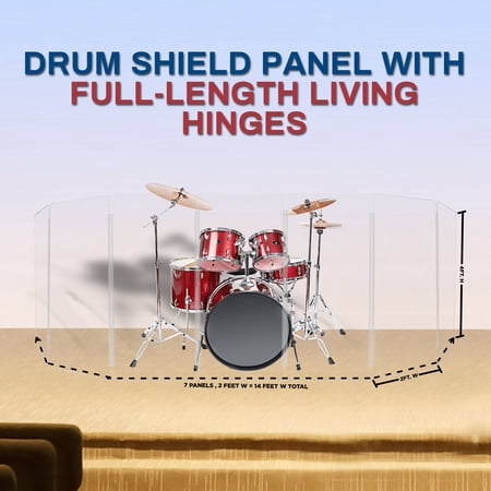 PENNZONI Drum Shield w/ Living Hinges, Comes with 7 Panels, 4 ft Clear Acrylic Panels