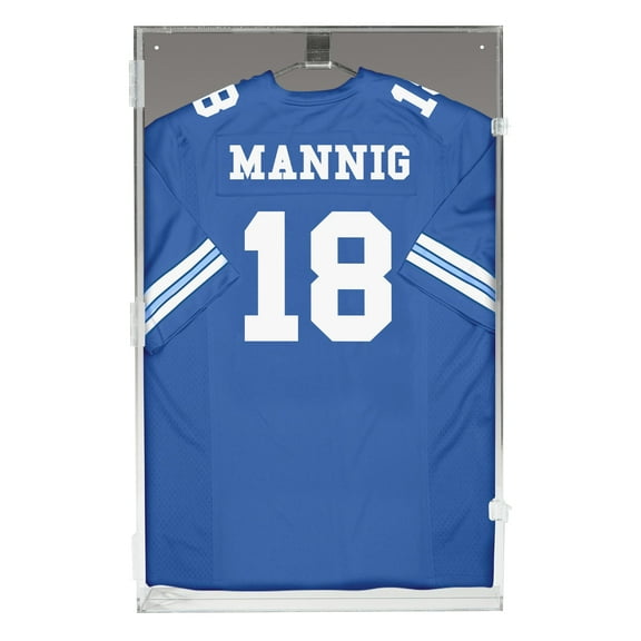 PENNZONI Jersey Frame Display Case, Acrylic Sports Jersey Frame Shadow box w/ Padlock, Mirror Back