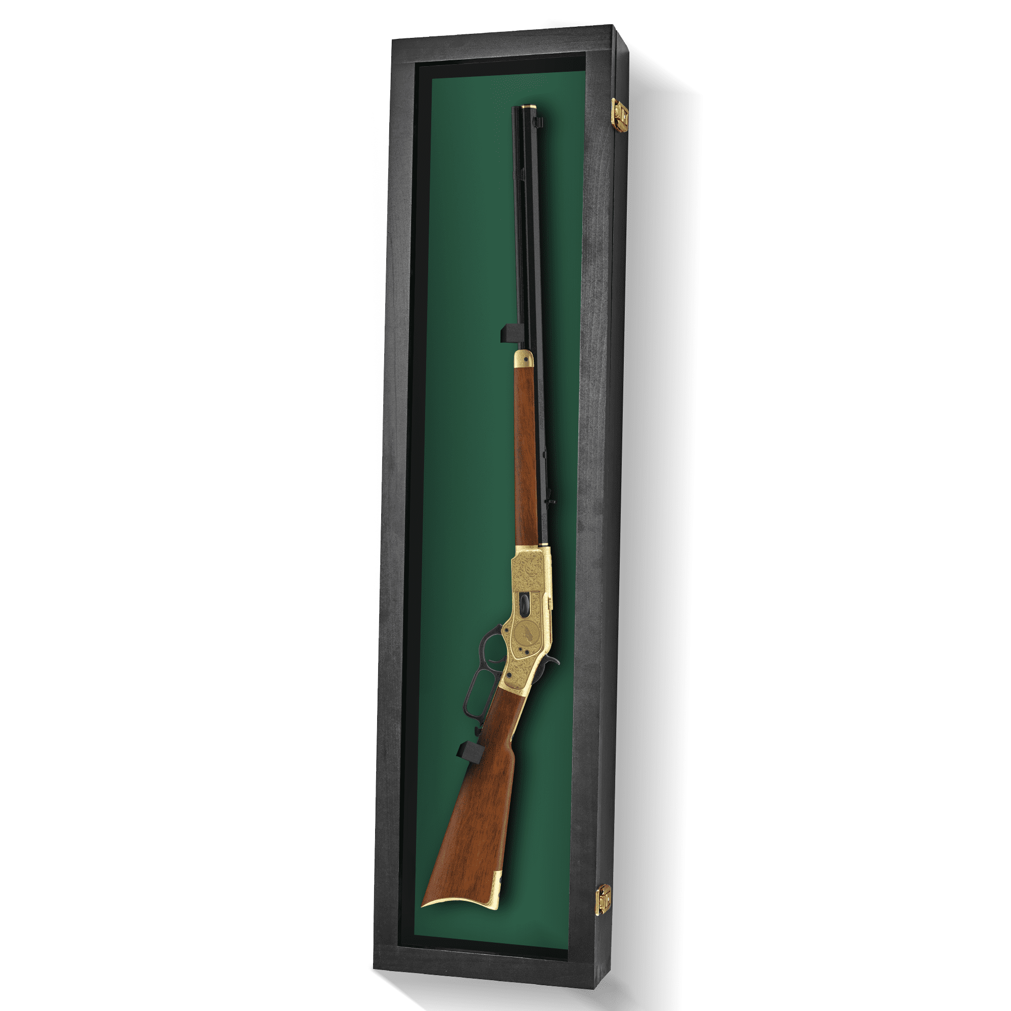 PENNZONI Rifle Gun Display Case, Clear Acrylic & Hardwood