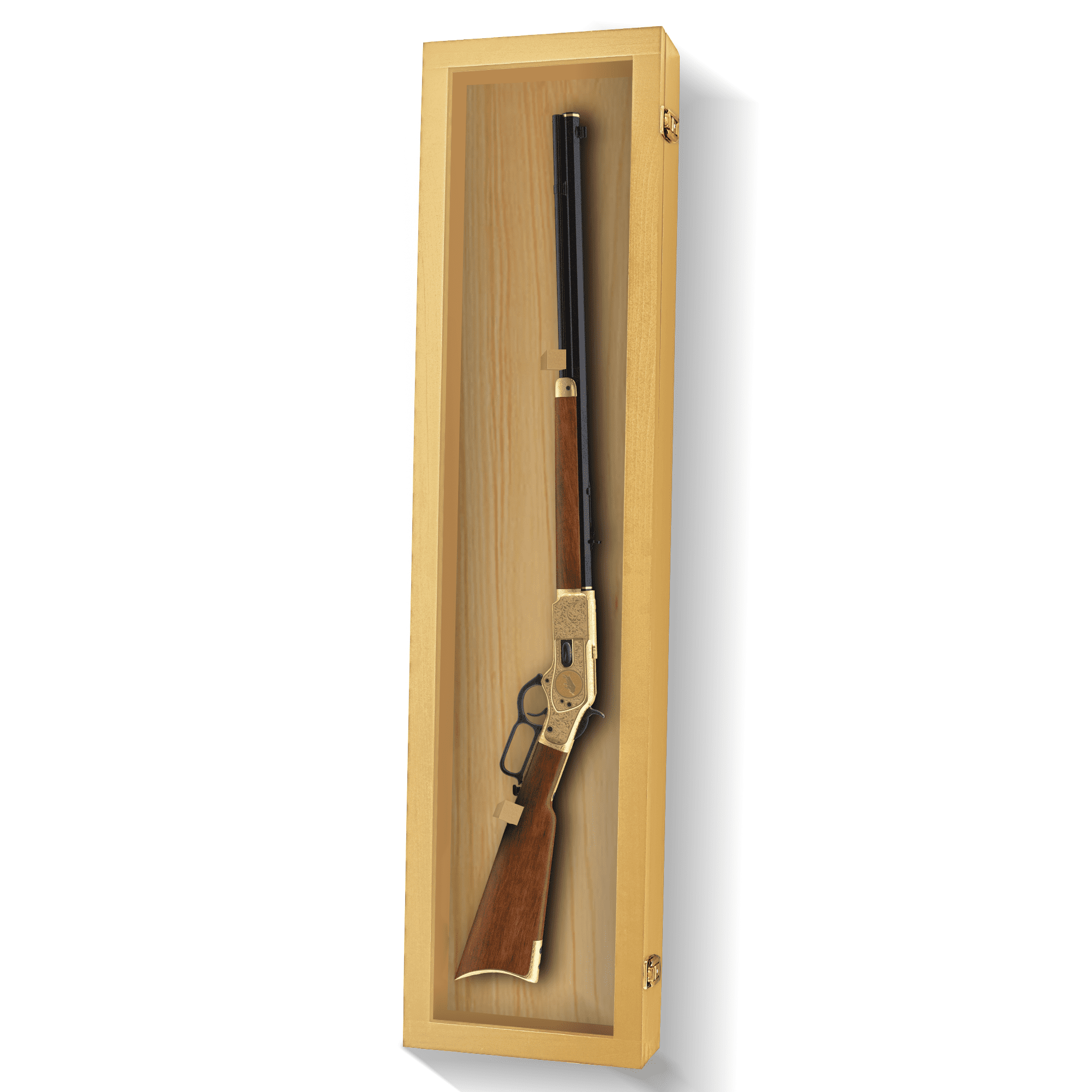 PENNZONI Rifle Gun Display Case, Clear Acrylic & Hardwood PENNZONI Rifle Gun Display Case, Clear Acrylic & Hardwood