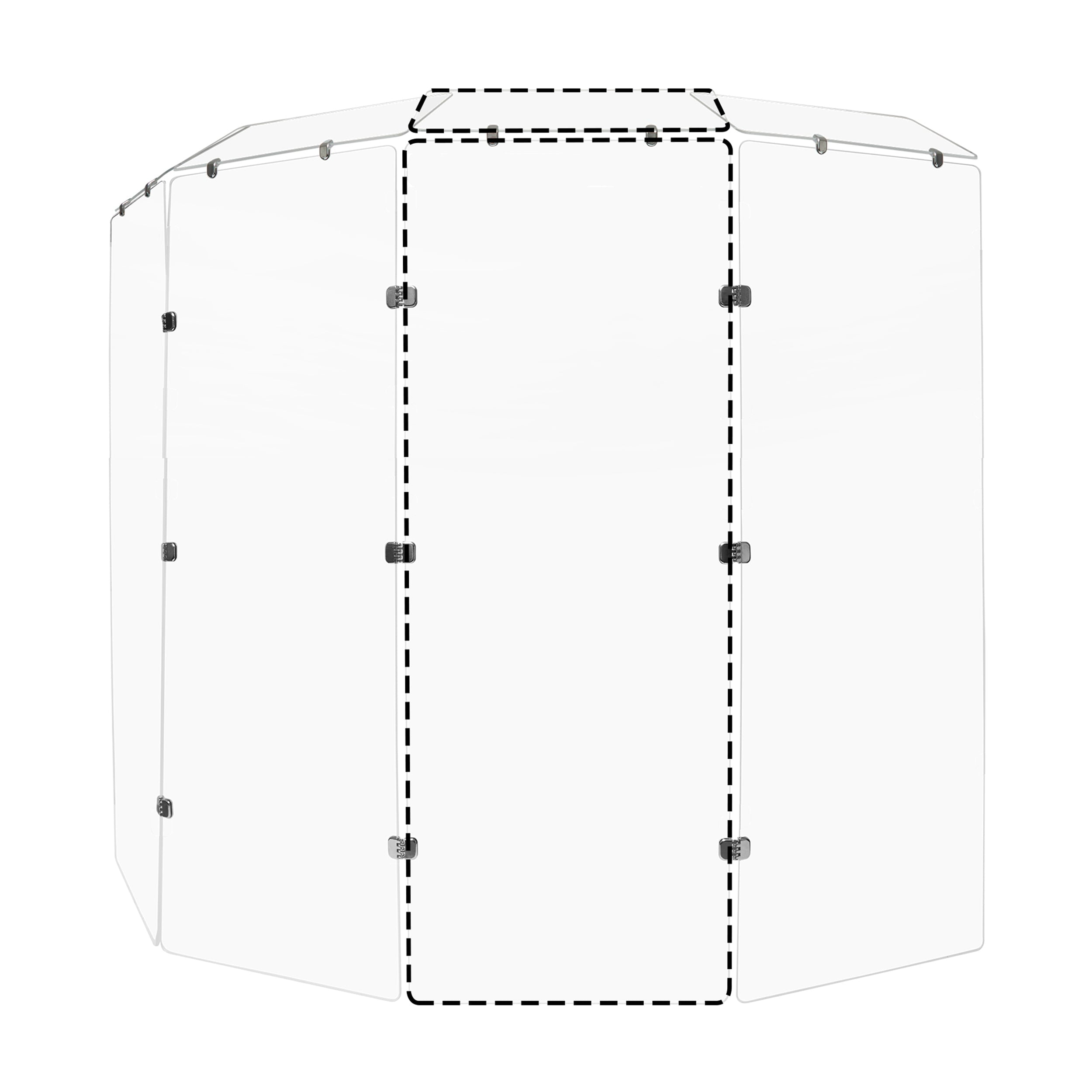PENNZONI Sinlge Panel Acrylic Drum Shield w/ Deflectors & Chrome Hinges, 5.5ft Drum Screen