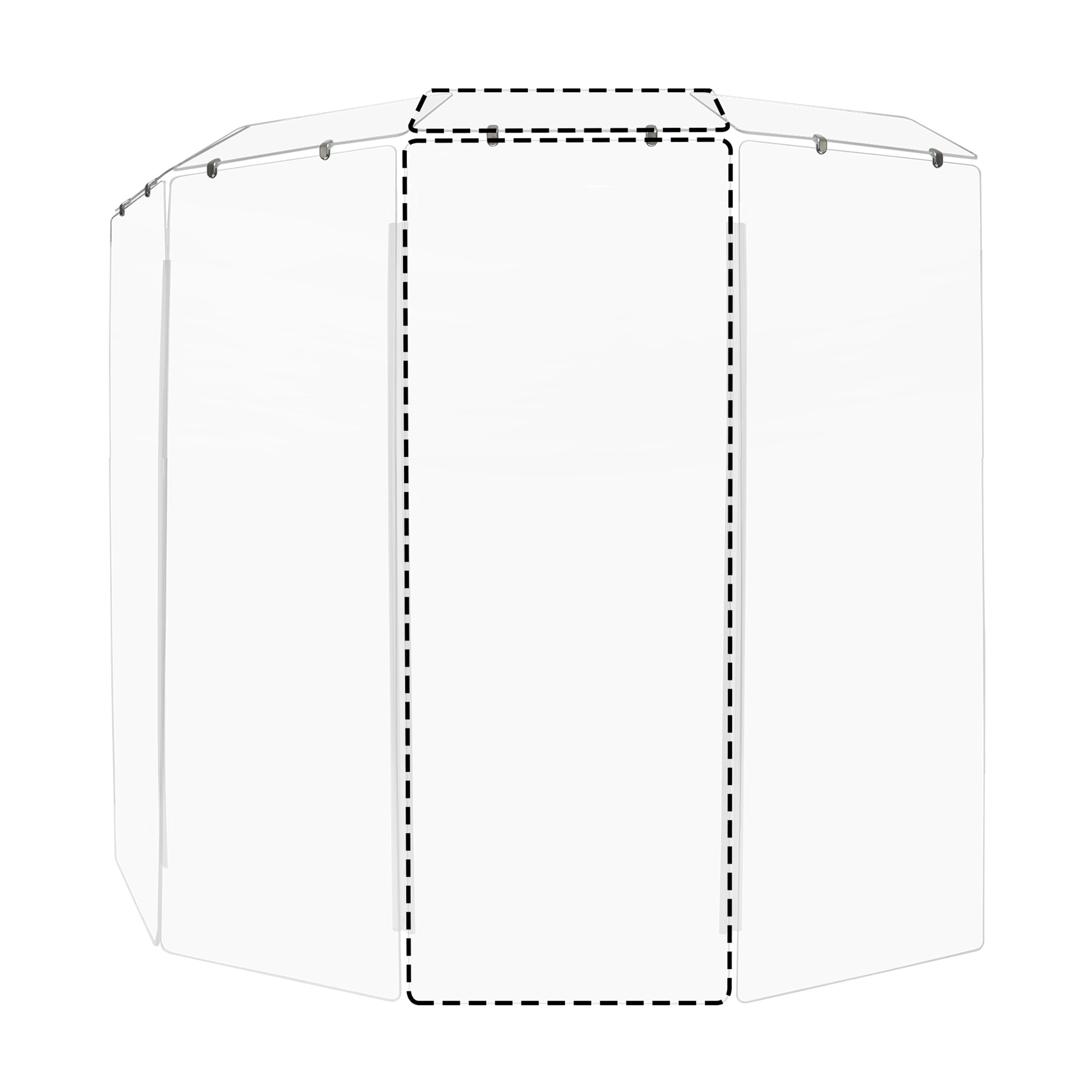PENNZONI Sinlge Panel Acrylic Drum Shield w/ Deflectors & Living Hinges, 5ft Drum Screen