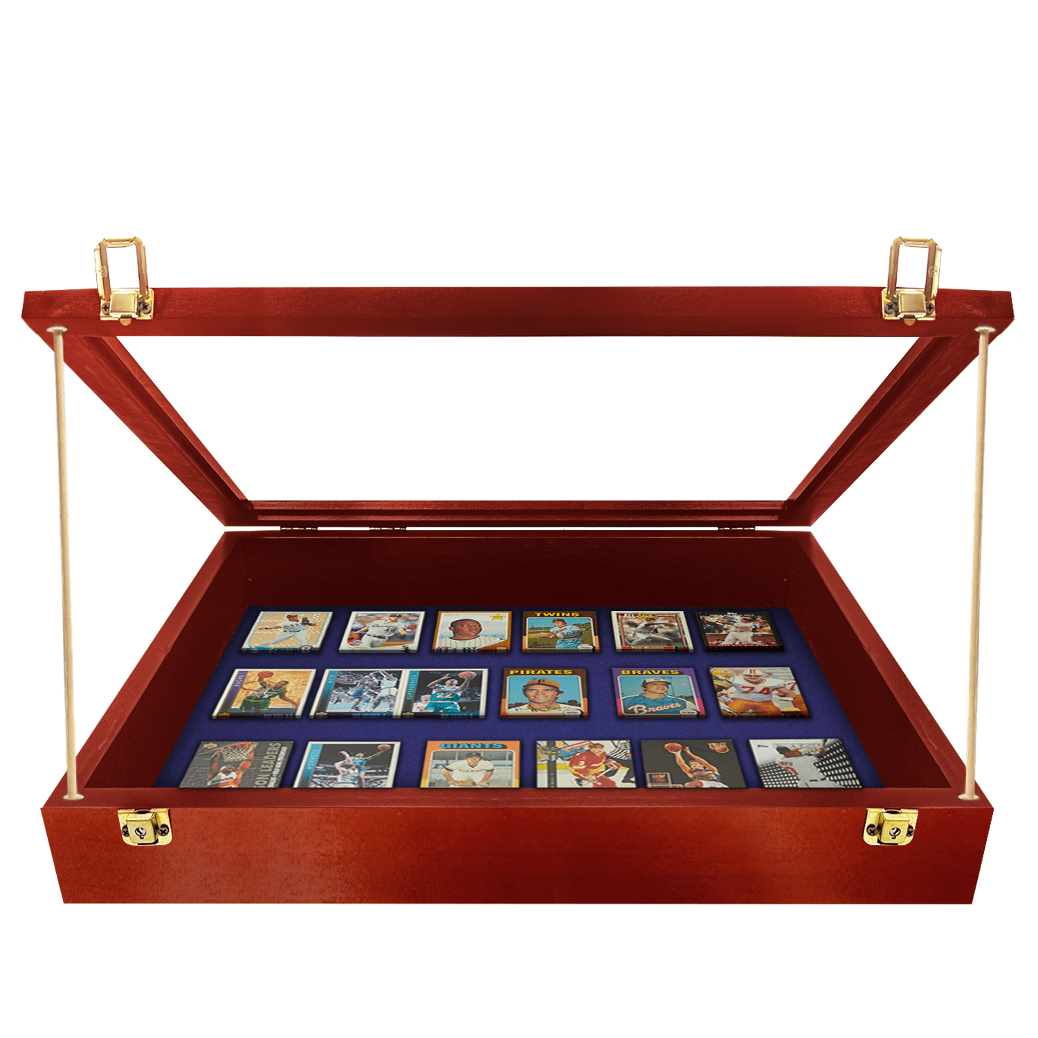 card show display case Sports Trade Table Top Case for Trading Pokemon Card tough aluminum frame Graded Card Display Tabletop /w