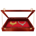 thumbnail image 1 of PENNZONI Small Tabletop Trade Show Display Case w/ Wooden Dowels, Cherry w/ Red Felt, 1 of 18