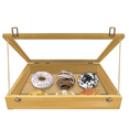 thumbnail image 1 of PENNZONI Small Tabletop Trade Show Display Case w/ Wooden Dowels, Golden Oak, No Felt, 1 of 19