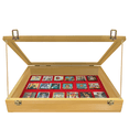 thumbnail image 1 of PENNZONI Small Tabletop Trade Show Display Case w/ Wooden Dowels, Golden Oak w/ Red Felt, 1 of 19