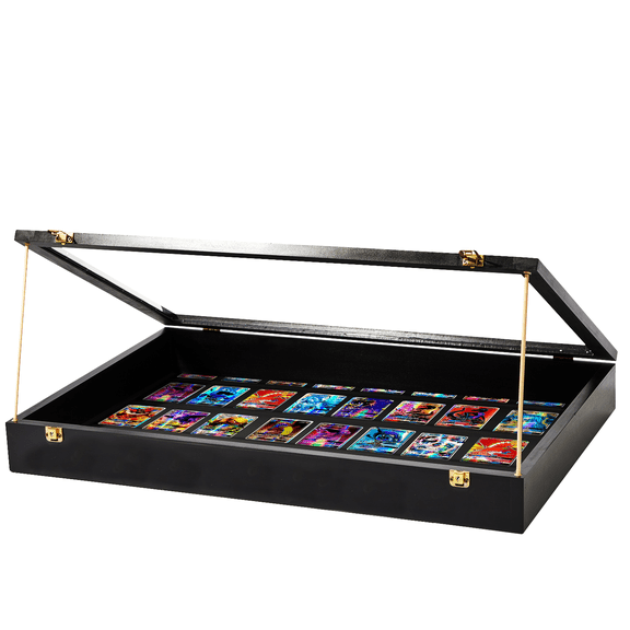 PENNZONI Trade Show Display Portable Case, Clear Acrylic Box w/ Wooden Dowels, Black, No Felt