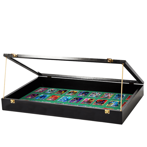 PENNZONI Trade Show Display Portable Case, Clear Acrylic Box w/ Wooden Dowels, Black w/ Green Felt