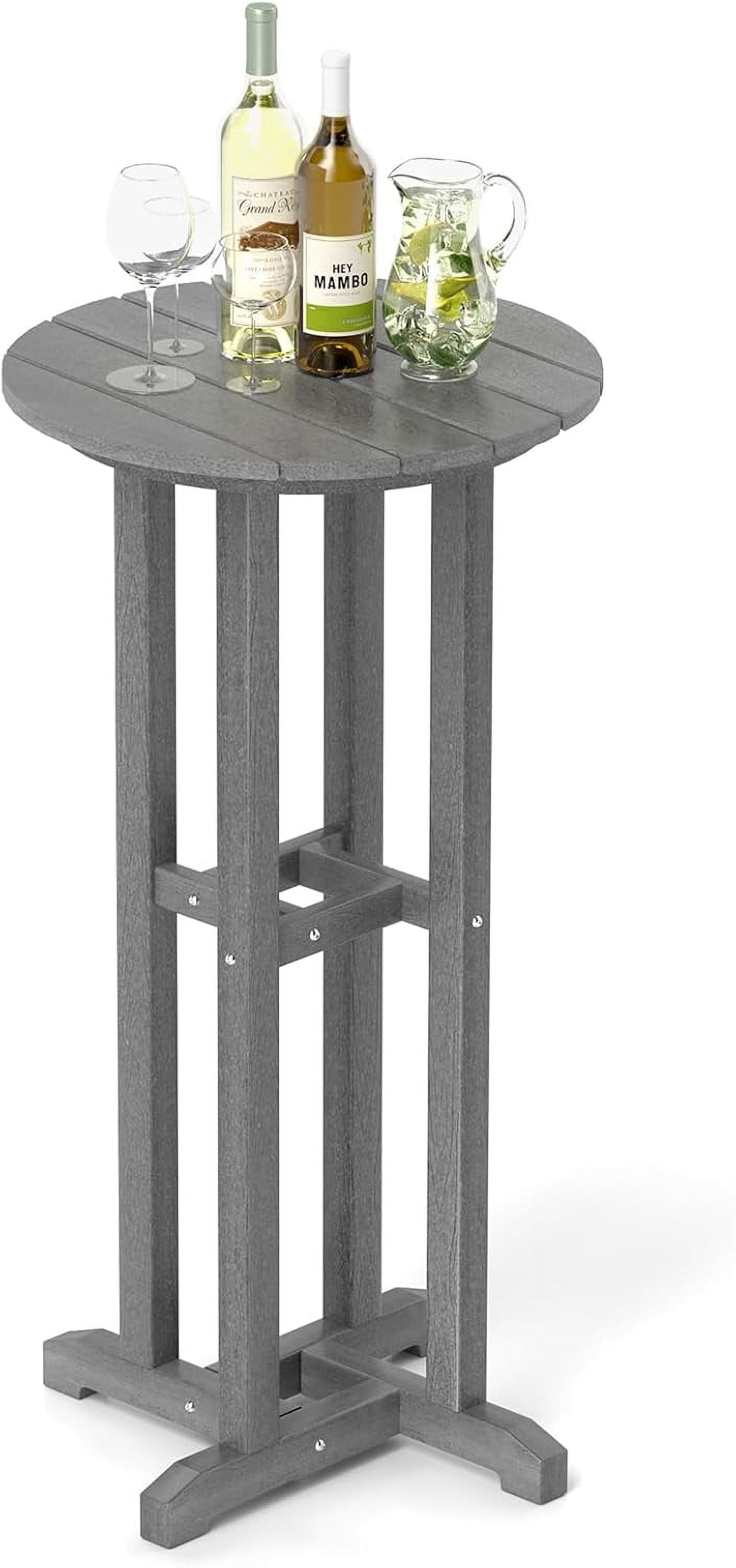 PENOVA 21.5" Round Bar Table, Patio HDPE Bar Height Dining Table w ...