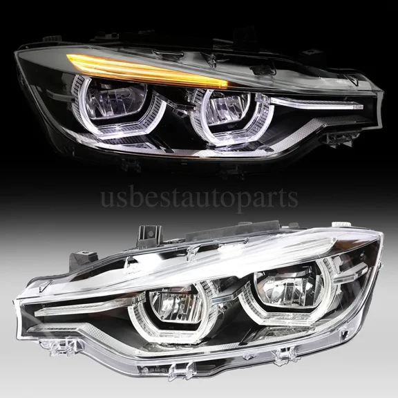 PENSUN Fit 2013-2015 BMW F30 3-Series U Ring LED Angel Eyes Projector Headlight