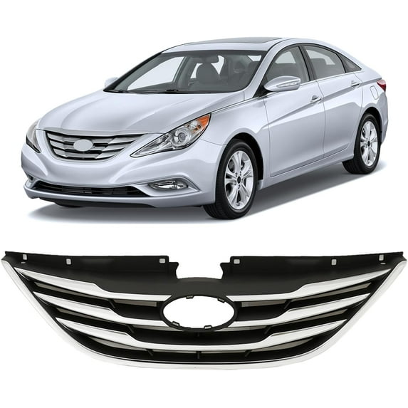 PENSUN Front Bumper Cover Fit for 2011 2012 2013 2014 Hyundai Sonata, Black Plastic Bumper Replacement, Easy Installation (Front Bumper Cover)
