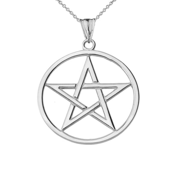 PENTAGRAM PENDANT NECKLACE IN WHITE GOLD : 10K Pendant with 22" chain