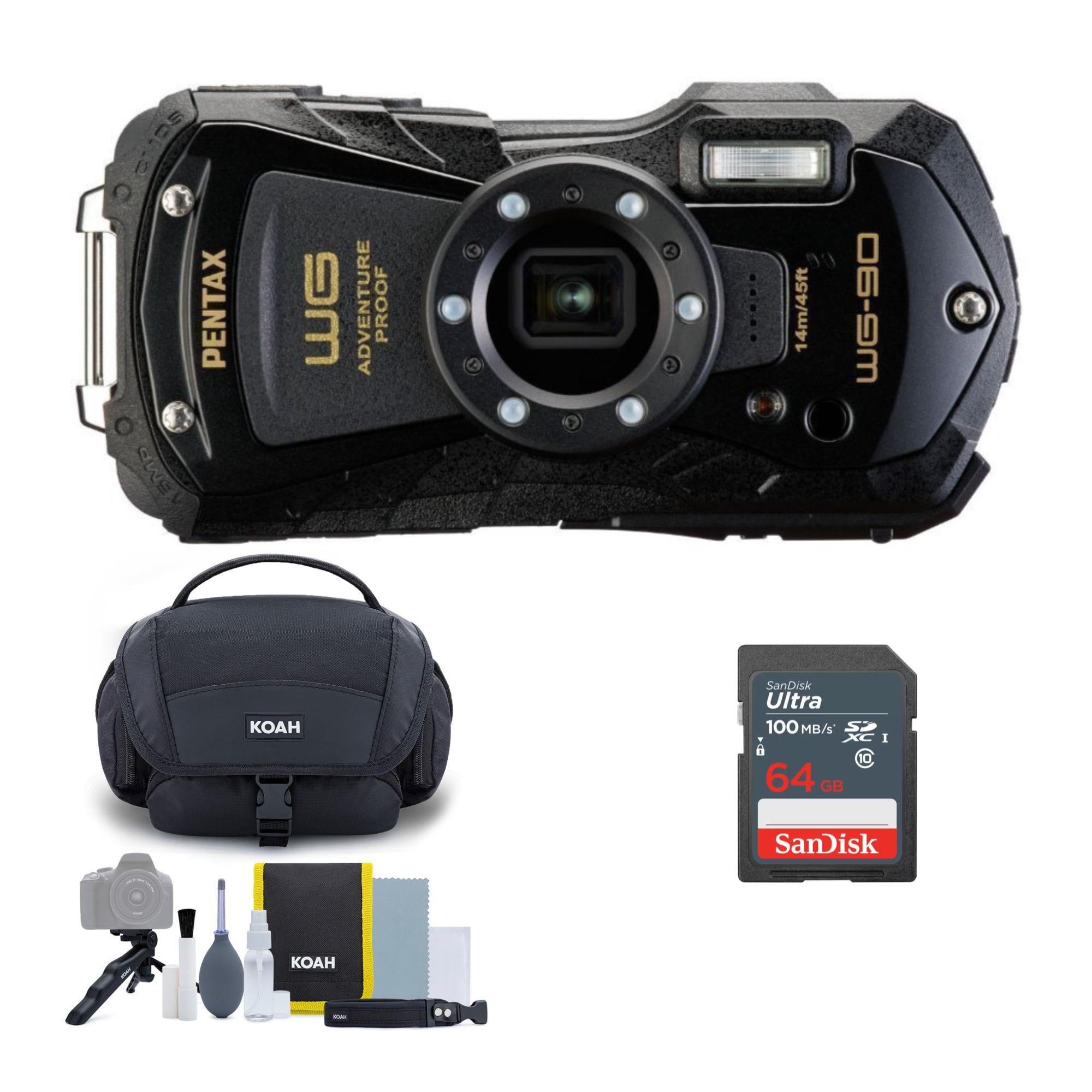 PENTAX WG-90 Point Shoot Digital Camera (Black) with PENTAX WG-90 Point Shoot Digital Camera (Black) with