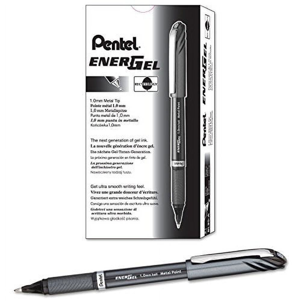 PENTEL EnerGel NV Liquid Gel Pen, 1mm, Black Barrel, Black Ink, Dozen (BL30A)