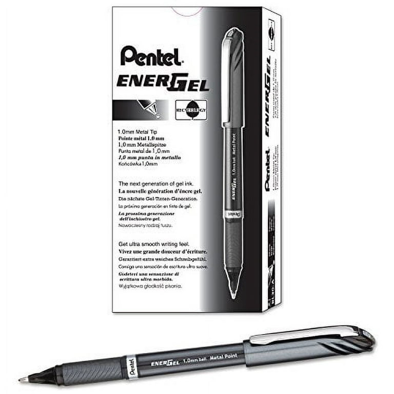 PENTEL EnerGel NV Liquid Gel Pen, 1mm, Black Barrel, Black Ink, Dozen  (BL30A)