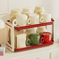 thumbnail image 1 of PEONAVET 2 Tier Desk Shelf Organizer, Small Desktop Rack for Desk Organization Kitchen Spice Rack Or Bathroom Countertop Organizer(Red), 1 of 5