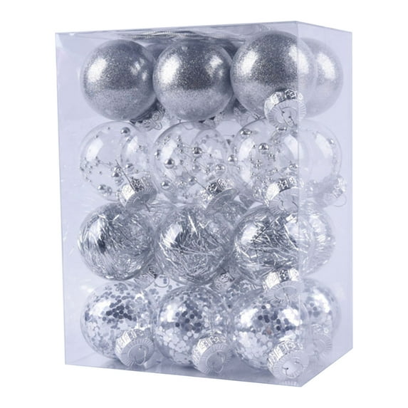 PEONAVET 24Pcs Christmas Balls Ornaments for Xmas Christmas Tree - Shatterproof Christmas Tree Decorations Hanging Ball for Holiday Wedding Party Decoration (Silver, 2.36"-6CM) Merry Christmas