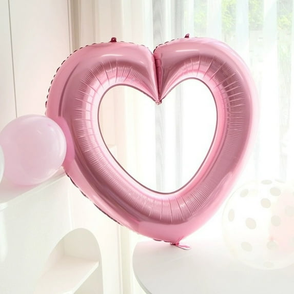 PEONAVET 33 Inch Heart Ballon, Pink and Red Large Hollow Heart Foil Boll for Valentine's Day Birthday Wedding Anniversary Party Decorations(Pink)