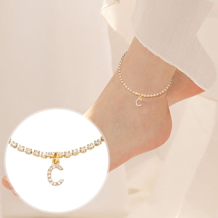 PEONAVET Ankle Bracelets for Women, Waterproof Initial Anklet for Women Dainty Layered Letter Ankle Bracelets Handmading Adjustable Foot Chain Anklet Summer Beach Jewelry