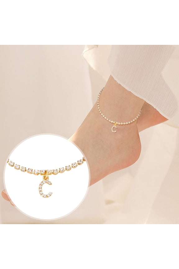 Ankle Bracelets for Women, Waterproof Initial Anklet for Women Dainty Layered Letter Ankle Bracelets Handmading Adjustable Foot Chain Anklet Summer Beach Jewelry