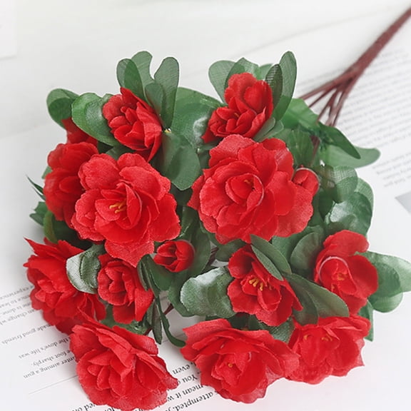 PEONAVET Artificial Flowers for Outdoor, Fake Azalea Silk Flowers Spring Outside Decoration, Summer UV Resistant Faux Plants for Garden Yard Porch(Red)