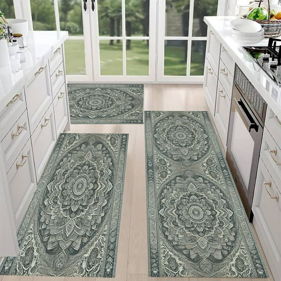 PEONAVET Bathroom Rug Set 3 Piece, Soft Non Slip Absort Bathroom Mat , Machine Wash Bath Mat with Toilet Cover, Bath Rugs for Bathroom Tub Shower(Light Gray) Clerance Under $1
