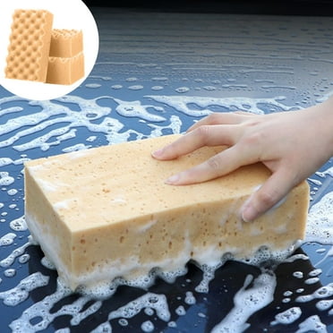 PEONAVET Car Wash Sponge, Cleaning Sponge for Car Washing with Textured Design-Bug Scrubbing Side & Soft Sea Sponge Foam, Car Cleaning Supplies