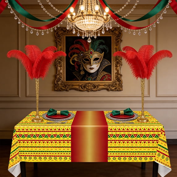 PEONAVET Carnival Themed Tablecloth,108×54" Rectangular Tablecloth for Dining Table, Waterproof Reusable Table Cover for Holiday Party Supplies