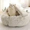thumbnail image 1 of PEONAVET Cat Beds for Indoor Cats, Soft Warm Cat Bed Cave for Bed Cats Cozy Washable Fluffy Pet Sleeping Bag(Gray), 1 of 3