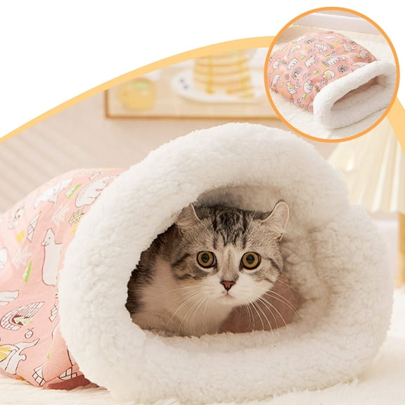 PEONAVET Cats Cave,Cats Dog Sleeping Bag,Furry Warm Cats Sleeping Mat for Indoor Catss Washable Cozy Dog Cats Sleeping Bag for