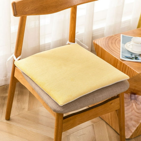PEONAVET Chair Seat Cushion, Thick Chair Pads with Ties for Dinning Chair Washable Non-Slip Seat Cushion for Indoor Outdoor Kitchen Dinning Room(Yellow)