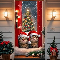 PEONAVET Christmas Door Cover35 X 71 Inch Christmas Door Cover - Christmas Day Door Decoration - Festival Party Decoration