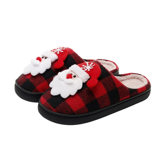 PEONAVET Christmas Slippers House Shoes for Women Men Soft Plush Christmas Tree Style Slippers for Indoor Outdoor