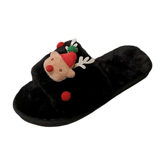 PEONAVET Christmas Slippers House Shoes for Women Men Soft Plush Christmas Tree Style Slippers for Indoor Outdoor